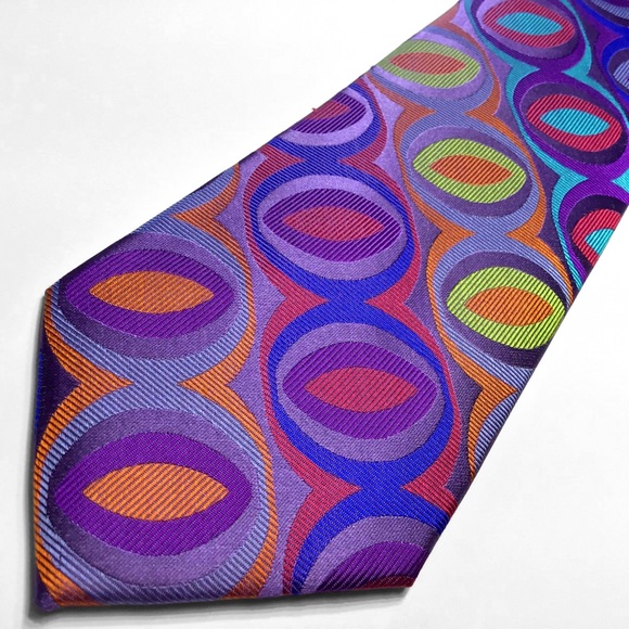 Purple Eyes Lawrence Ivey Multi-colorful Silk Tie - Picture 2 of 4